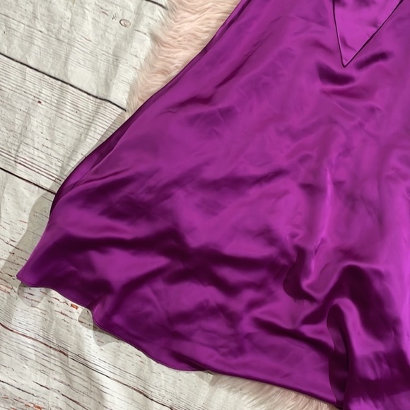NWT Aidan Mattox Magenta Purple Satin Cowl Neck Cocktail Midi Dress - Picture 13 of 13